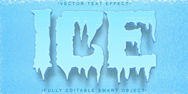 Vector de hielo azul Efecto de texto de objeto inteligente totalmente editable