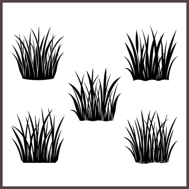 Vector de hierba negra y silueta de diseños de colección de hierba