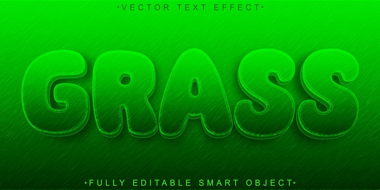 Vector vector de hierba verde de dibujos animados objeto inteligente totalmente editable efecto de texto