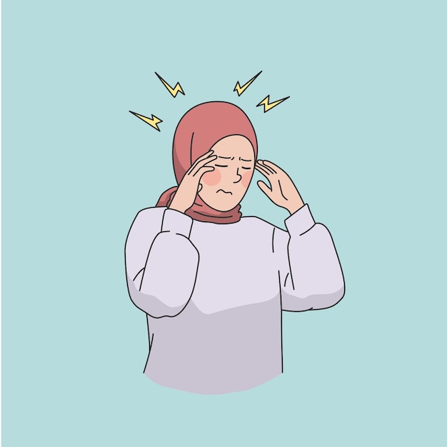 Vector del hijab de la mujer mareada
