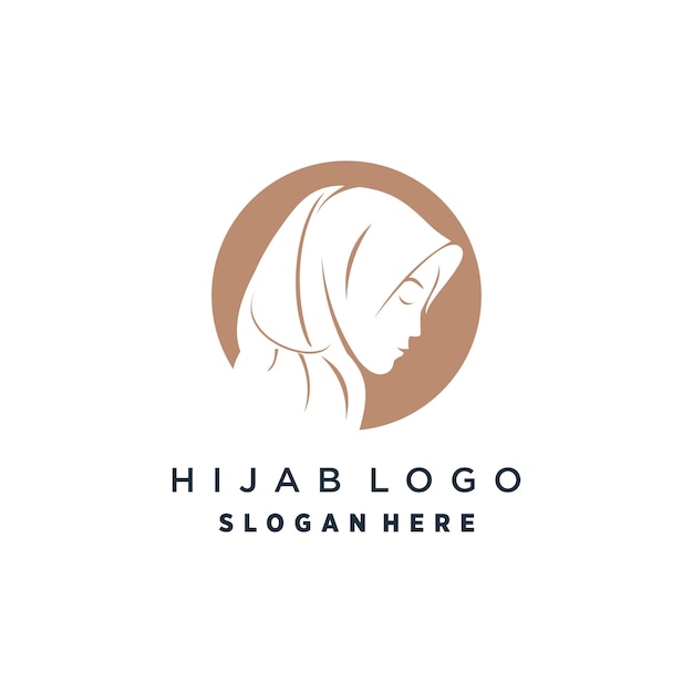 Vector hijab vector con diseño de logotipo de concepto de belleza único vector premium