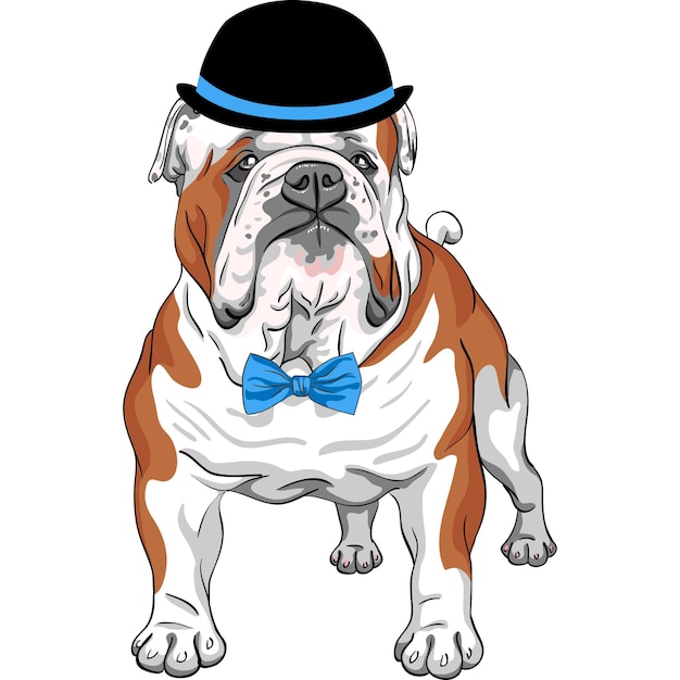 Vector hipster perro raza Bulldog Inglés