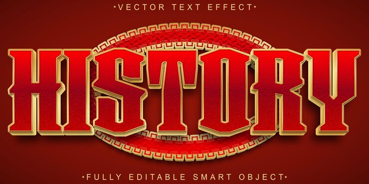 Vector vector de historia más antiguo efecto de texto de objeto inteligente totalmente editable