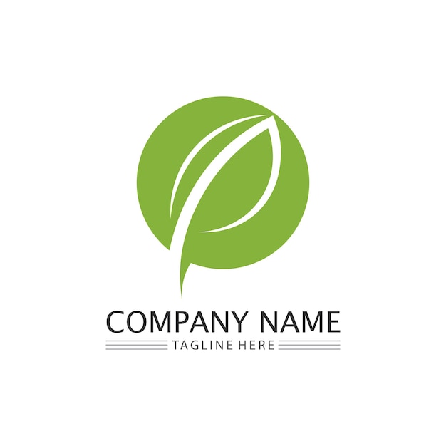 Vector de hoja de árbol y concepto amigable de diseño de logotipo verde