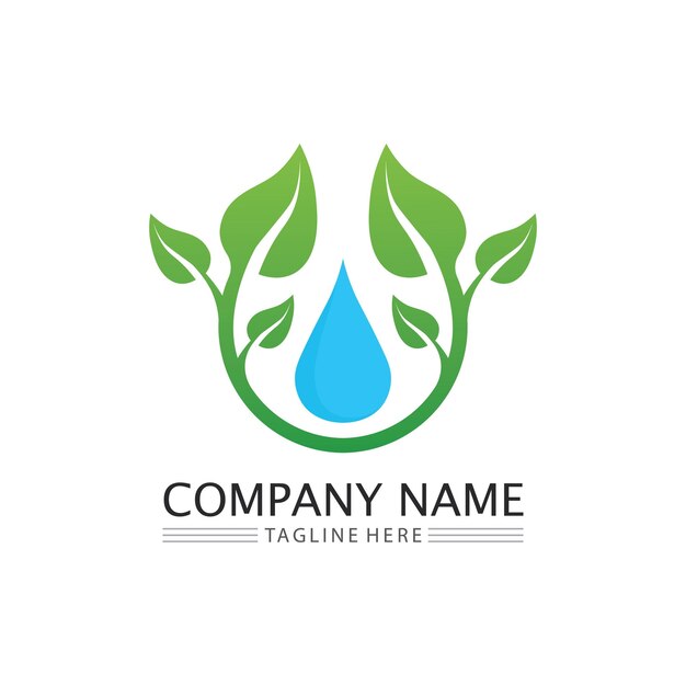Vector de hoja de árbol y concepto amigable de diseño de logotipo verde