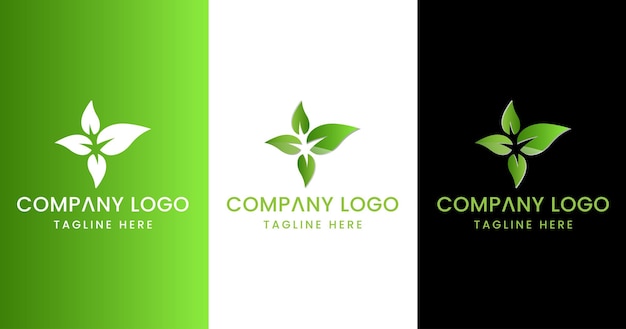 vector hoja logo minimalista degradado estilo diseño ilustración vector plantilla icono