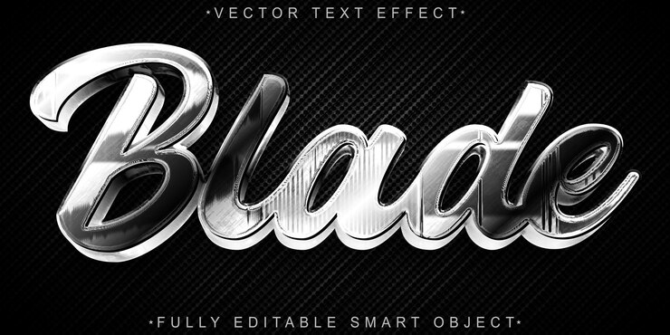 Vector vector de hoja de plata efecto de texto de objeto inteligente totalmente editable
