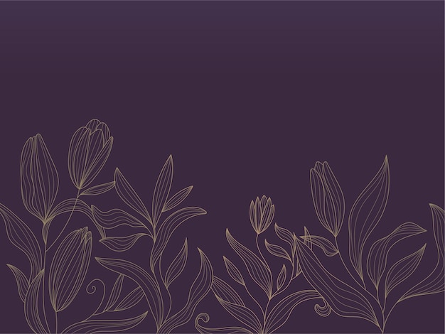 Vector hojas de oro lujo cubiertas florales doradas hojas de línea y flores naturaleza