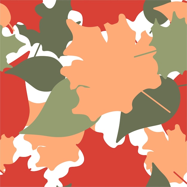 Vector de hojas de otoño patrón plano sin costura fondo de color sin fin ilustración con hoja de arce f