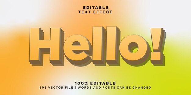 Vector Hola fuente editable tipografía plantilla texto efecto letras vector ilustración logotipo