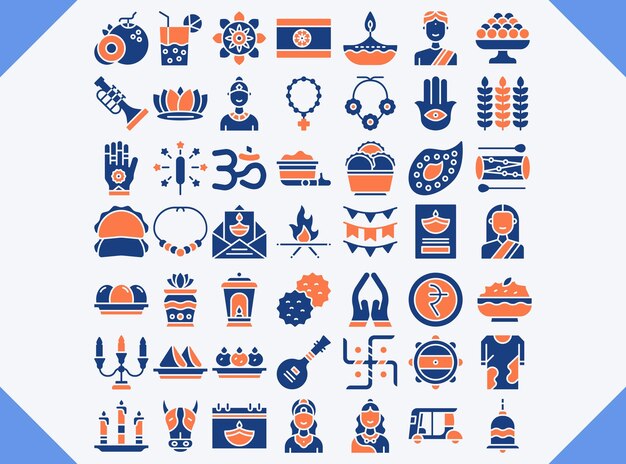 Vector holi conjunto de iconos de doble color