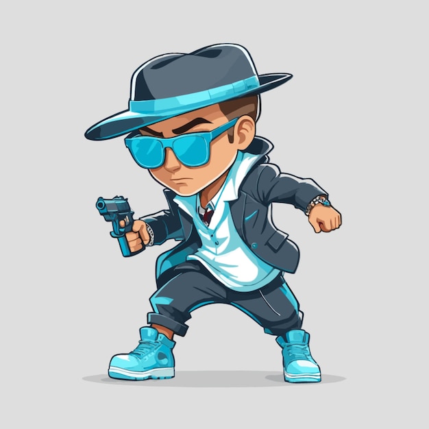 Vector vector holo gangster sobre un fondo blanco