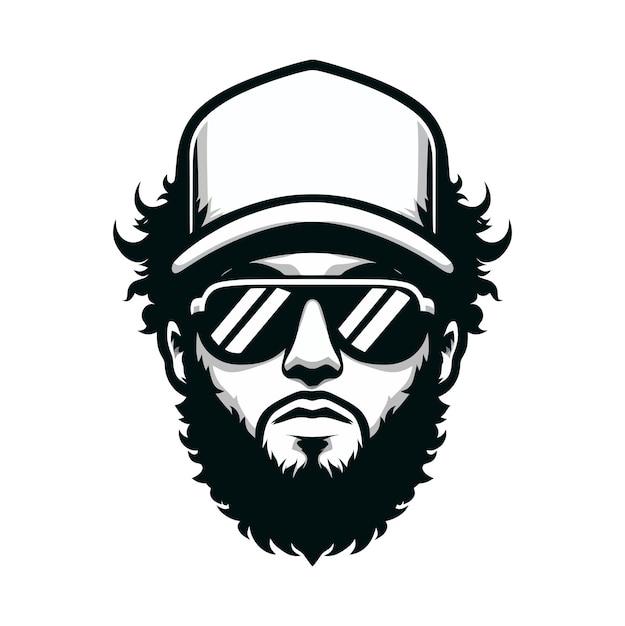 Vector hombre barbudo con gafas ilustración del logotipo de la mascota