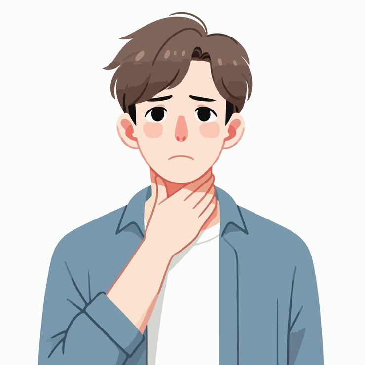 Vector vector de hombre con dolor de garganta