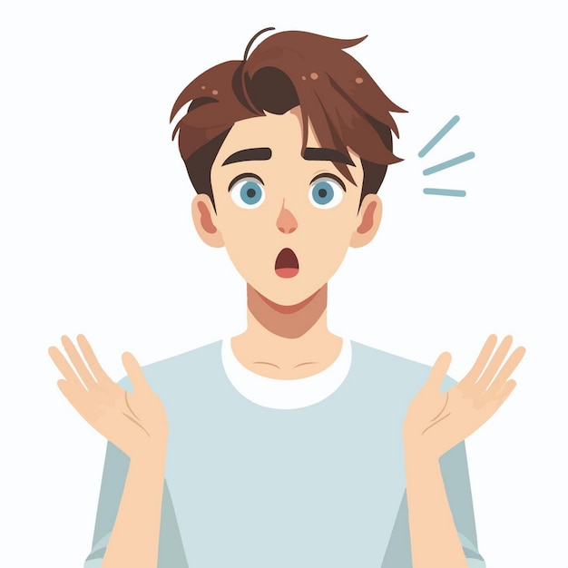 Vector hombre con expresión conmocionada sonrisa sorprendida