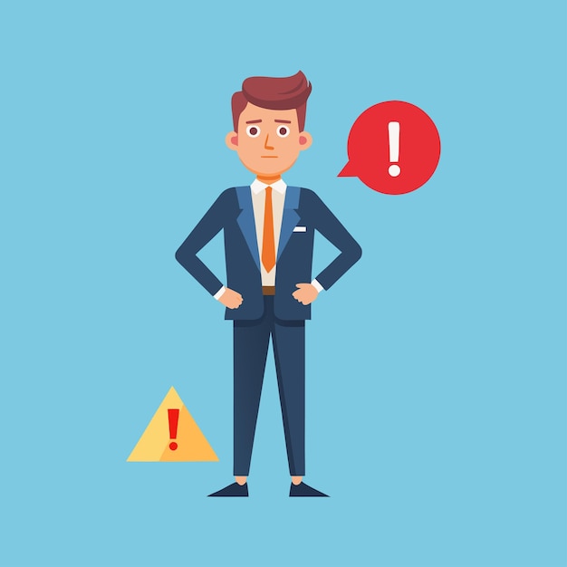 Vector hombre de negocios y alerta de masaje
