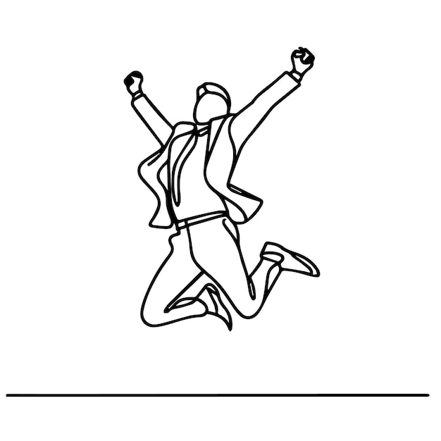vector de hombre de negocios saltando en estilo de línea continua