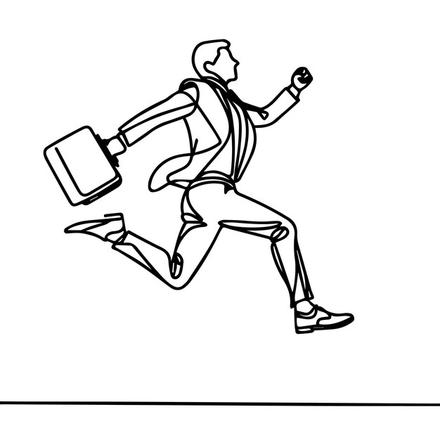 vector de hombre de negocios saltando en estilo de línea continua