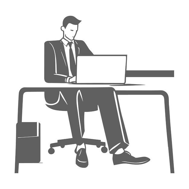 Vector un hombre trabajando con computadora portátil vector