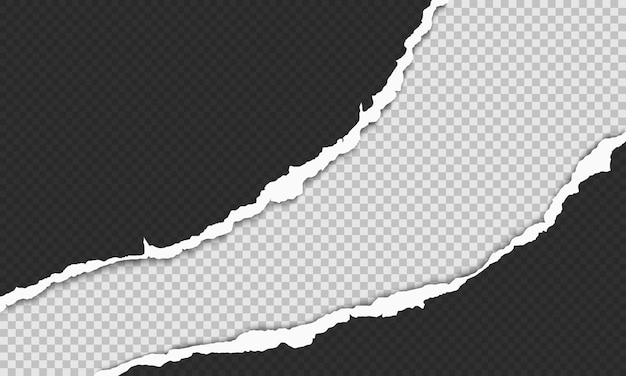 Vector horizontal borde de papel rasgado tira de papel rasgada con sombra suave