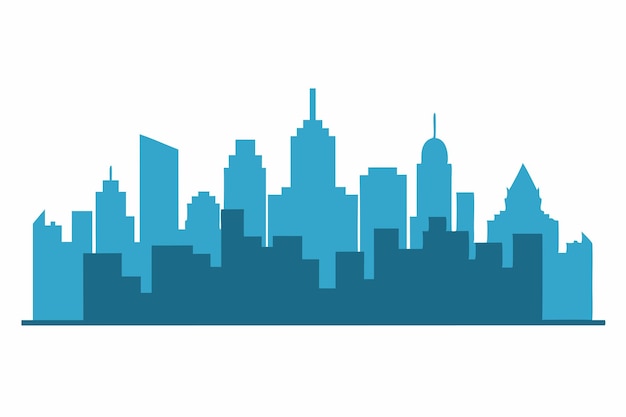 Vector del horizonte de la ciudad minimalista en fondo blanco