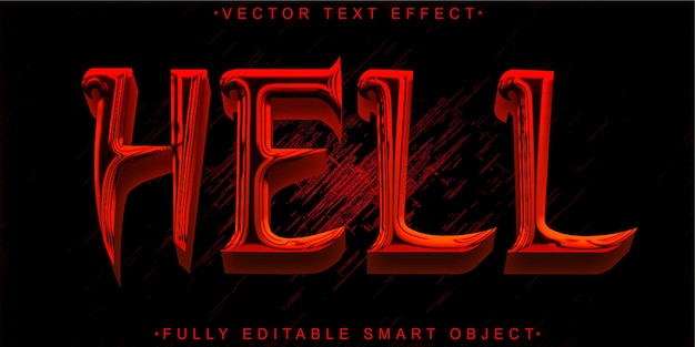 Vector vector de horror rojo brillante objeto inteligente totalmente editable efecto de texto