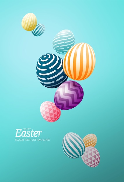 Vector vector de huevo de pascua flotante para el concepto de diseño de vacaciones del festival de pascua