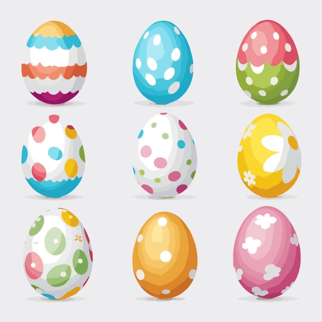 Vector de huevos de Pascua sobre fondo blanco