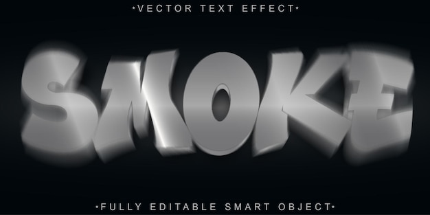 Vector de humo gris Efecto de texto de objeto inteligente totalmente editable