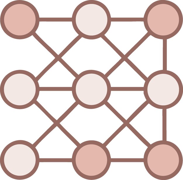 Vector icon of a neural network or decision tree structure representing AI algorithms with nodes