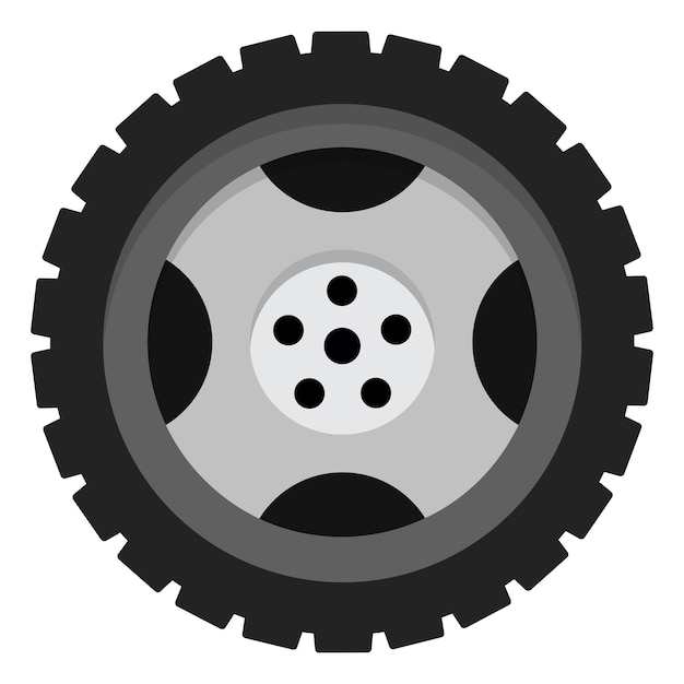 Vector de icona plana de la rueda del coche aislado en fondo blanco