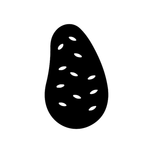 Vector de icona de silueta de patata sobre un fondo blanco