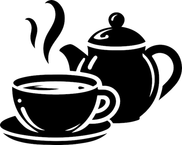 Vector de icona de taza de café y té Vector de silueta de color negro