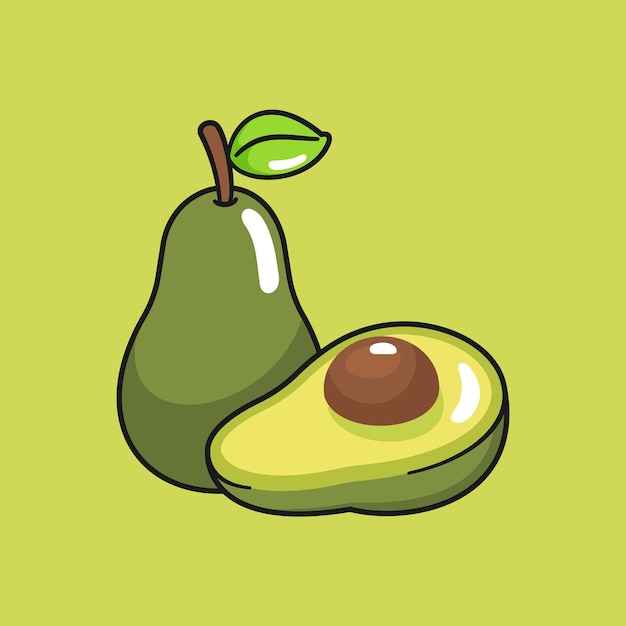 Vector icono de aguacate entero y en rodajas