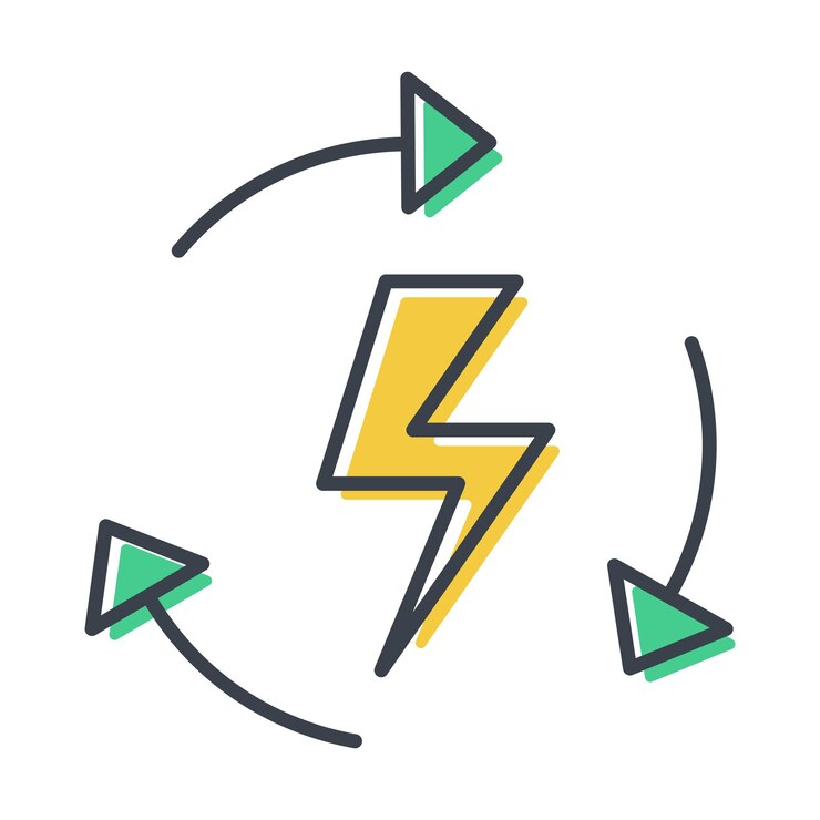 Vector vector icono aislado de relámpago el concepto de reciclaje y uso cuidadoso de la energía