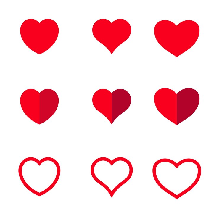 Vector de icono de amor del corazón en el conjunto