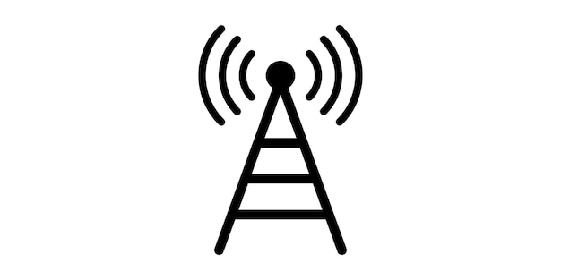 Vector de icono de antena. Icono de señal. Torre de antena. Tecnología de la comunicación.