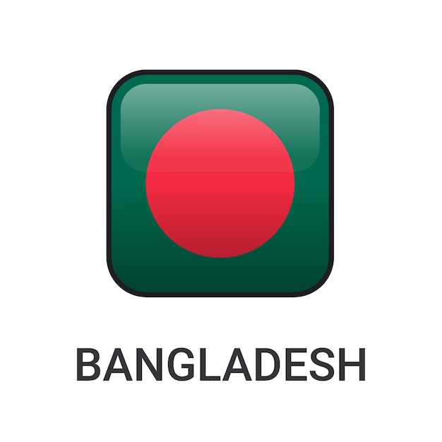 Vector de icono de bandera de bangladesh de rectángulo realista aislado sobre fondo blanco para icono de partido deportivo