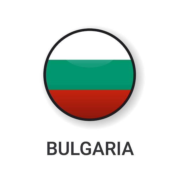 Vector de icono de bandera de bulgaria redondo realista aislado sobre fondo blanco para icono de partido deportivo