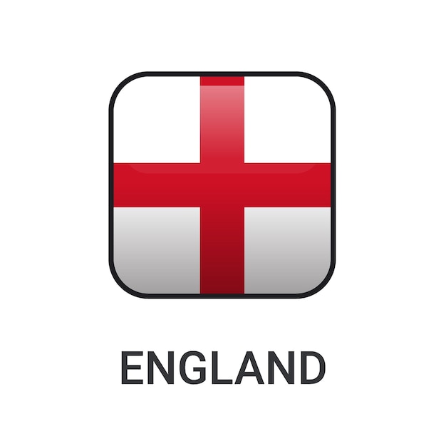 Vector de icono de bandera de inglaterra de rectángulo realista aislado sobre fondo blanco para icono de partido deportivo