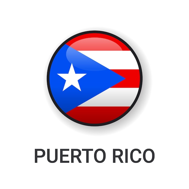 Vector de icono de bandera de Puerto Rico redondo realista aislado sobre fondo blanco para icono de partido deportivo