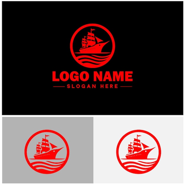 Vector de icono de barco para aplicaciones comerciales plantilla de logotipo de silueta