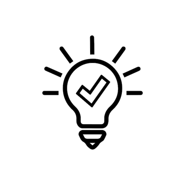 Vector de icono de bombilla de idea Un signo de línea delgada Diseño de ilustración de símbolos aislados