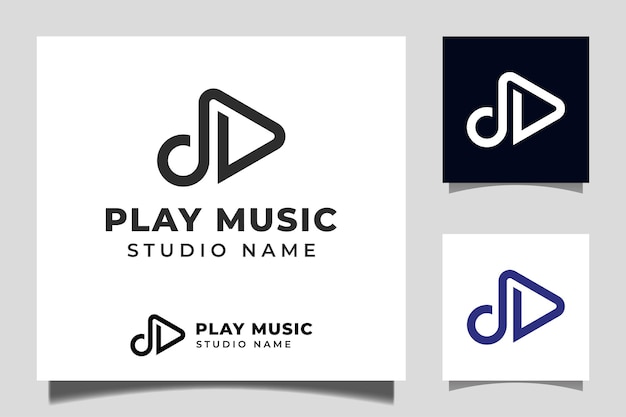 Vector de icono de botón de reproducción con diseño de reproductor de música Pulse para plantilla de logotipo de estudios de música multimedia