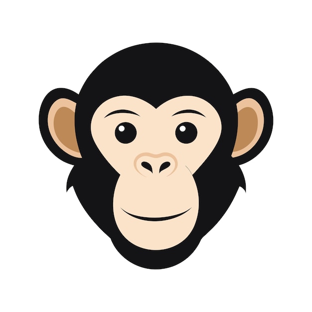 Vector de icono de cabeza de color de chimpancé en fondo blanco Ilustración de arte vectorial en fondo blanco