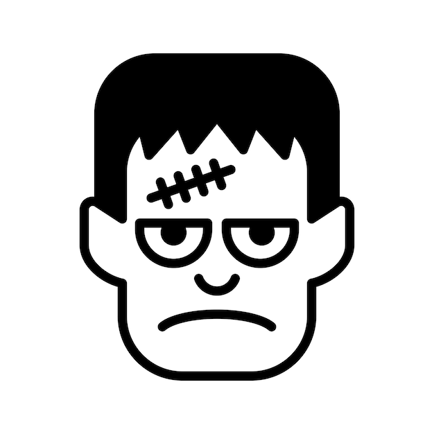 Vector de icono de cabeza de Frankenstein en estilo moderno para diseño e impresión