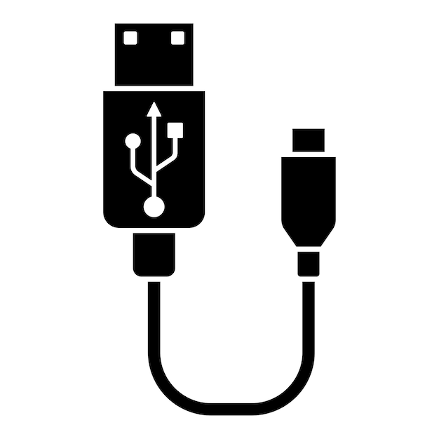 Vector de icono de cable USB en estilo moderno para diseño e impresión