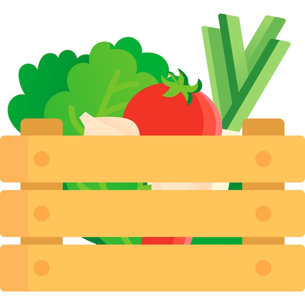 Vector de icono de caja de mercado de verduras de abarrotes de alimentos