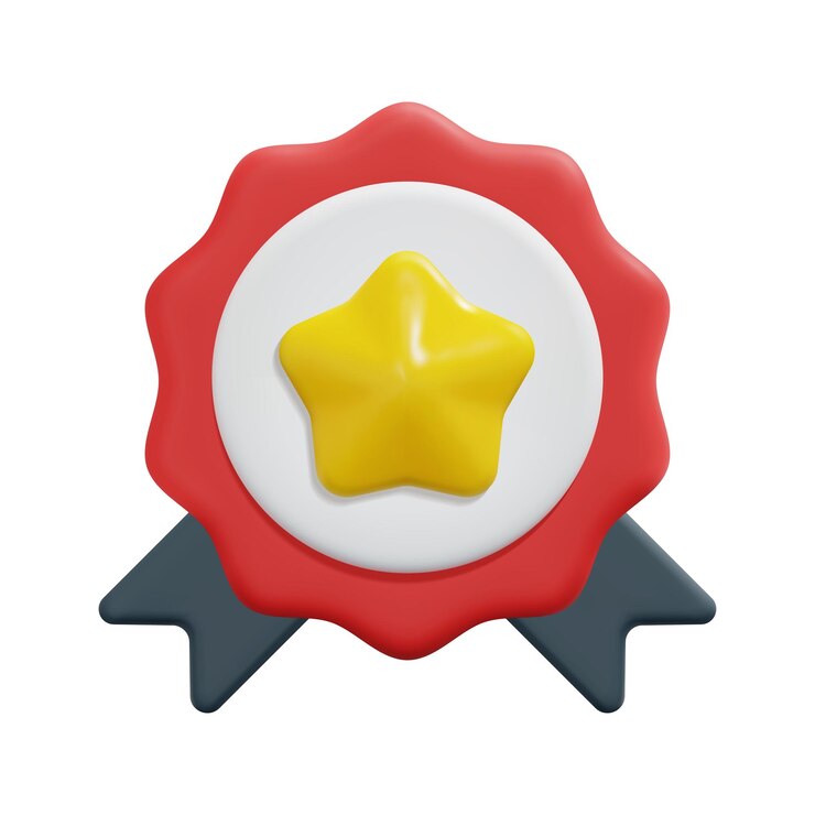 Vector vector de icono de calidad 3d aislado sobre fondo blanco marca de lealtad del cliente 3d y concepto de marketing marca 3d de estilo minimalista de dibujos animados con ilustración de renderizado de vector de icono de estrella
