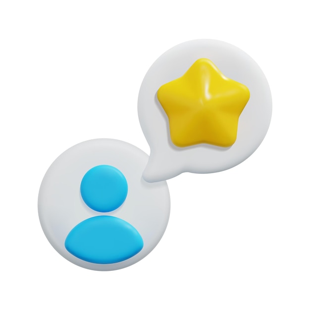 vector de icono de calificación 3d aislado sobre fondo blanco marca de lealtad del cliente 3d y concepto de marketing estilo minimalista de dibujos animados icono de retroalimentación 3d vector render ilustración
